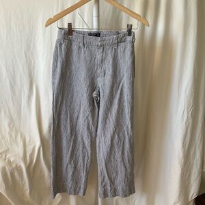 Abercrombie & Fitch Annie High Rise Wide Leg Crop in Navy Stripe